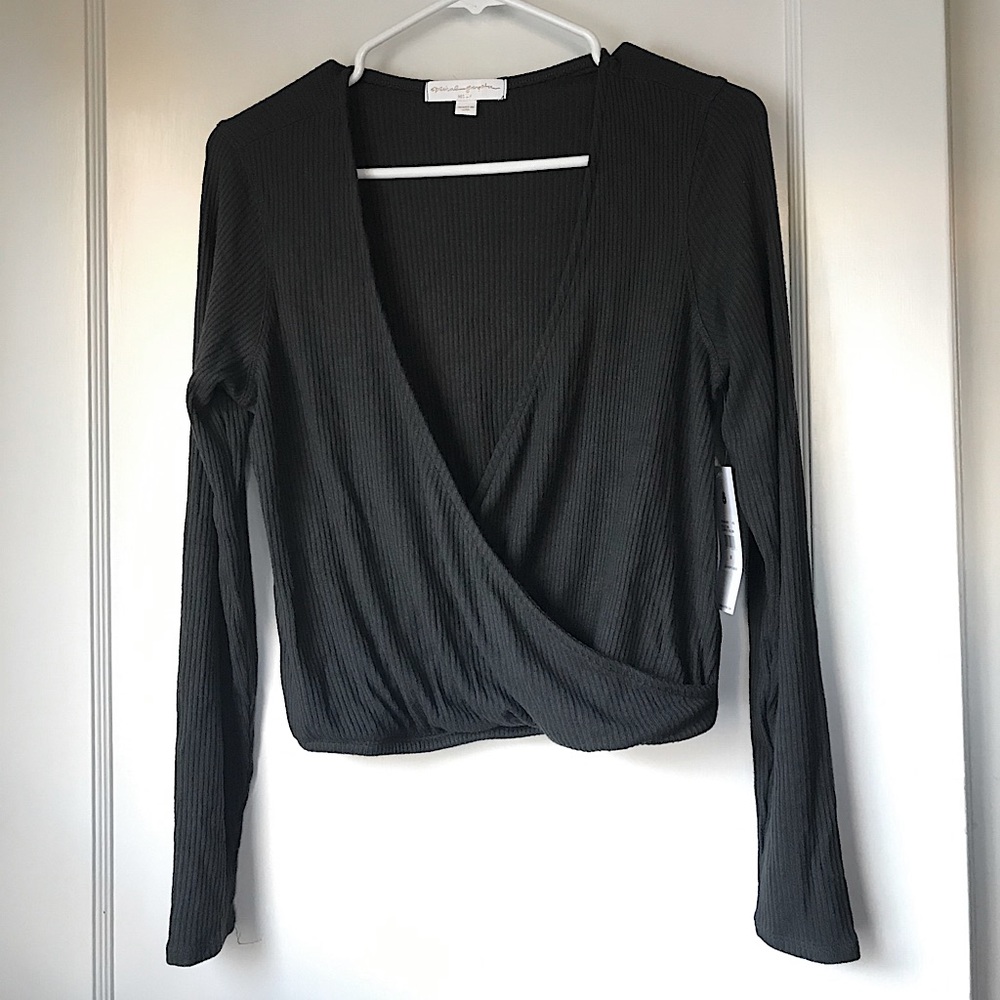Spiritual gangster faux wrap ballet top